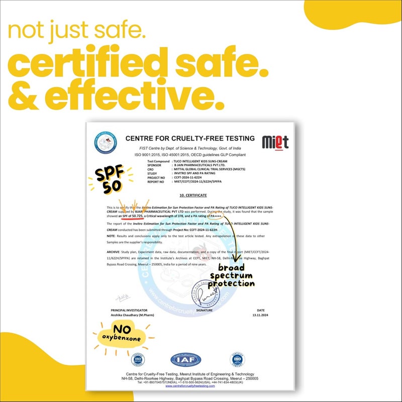 TuCo ® Kids 2 in 1 Face Cream + Sunscreen SPF 50 with Saffron oil | UVA/UVB PA++++ | Broad Spectrum Protection | Benzophenone- 3 and Avobenzone Free | Ages 2-5, 5-10, 10-15 | 50gm - Image 5