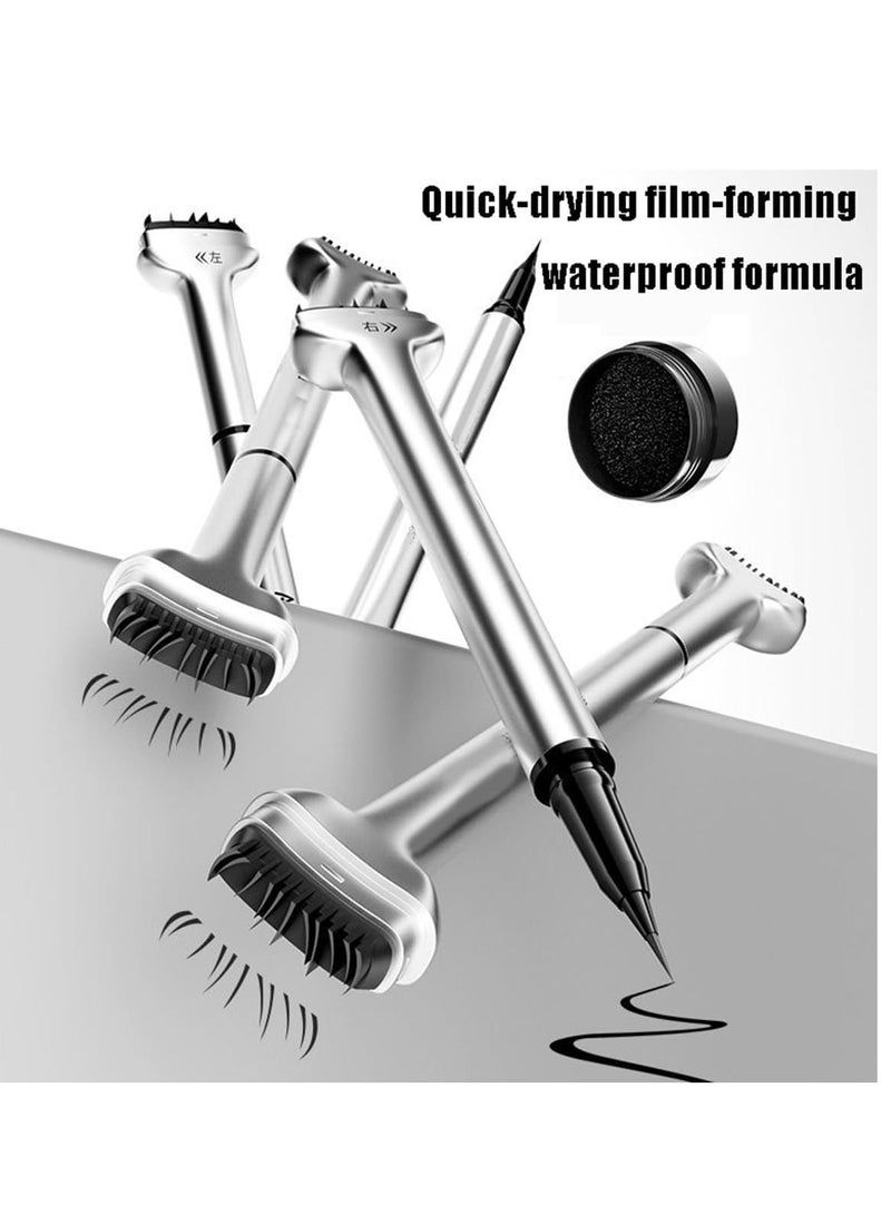 Excefore Lower Lash Stamp, 2-in-1 Waterproof Sweatproof Eyeliner & Lower Eyelash Stamp Set, Silicone Eyelash Stamp, Quick Eye Makeup Tool with Ink (Black) - Image 2