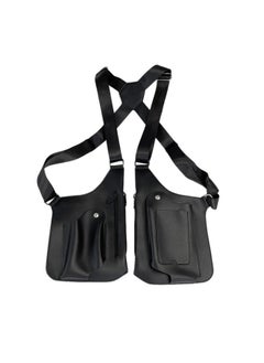 Vest Bag Trendy Brand Men's Niche Design Fashion Female Couple's Casual Outdoor Chest Bag Retro Backpack All-match Tactical Bag-Color:Black