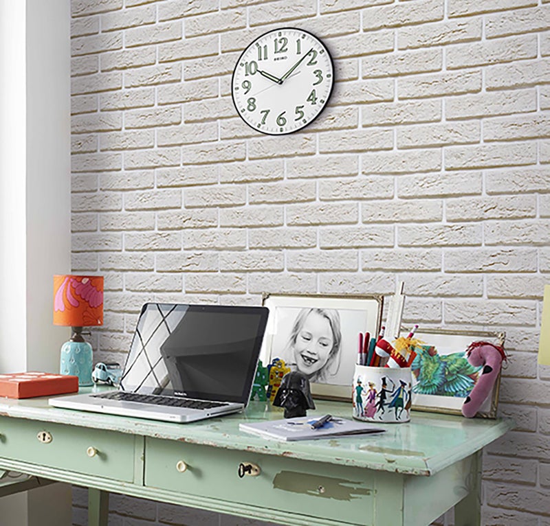 SEIKO 12 Inch Black Framed Luminous Numbered Wall Clock - Image 3