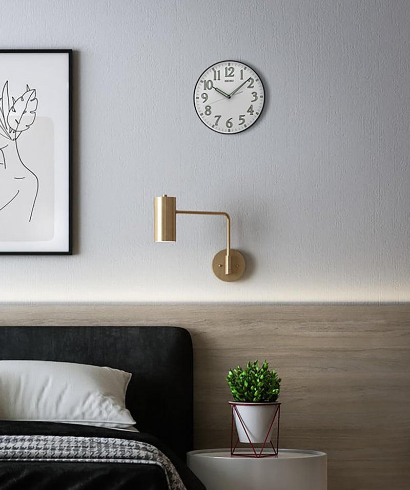 SEIKO 12 Inch Black Framed Luminous Numbered Wall Clock - Image 5