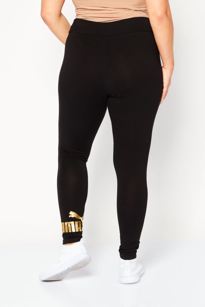 PUMA Women Sportswear Fit Training Tights, Black/Gold - Image 3