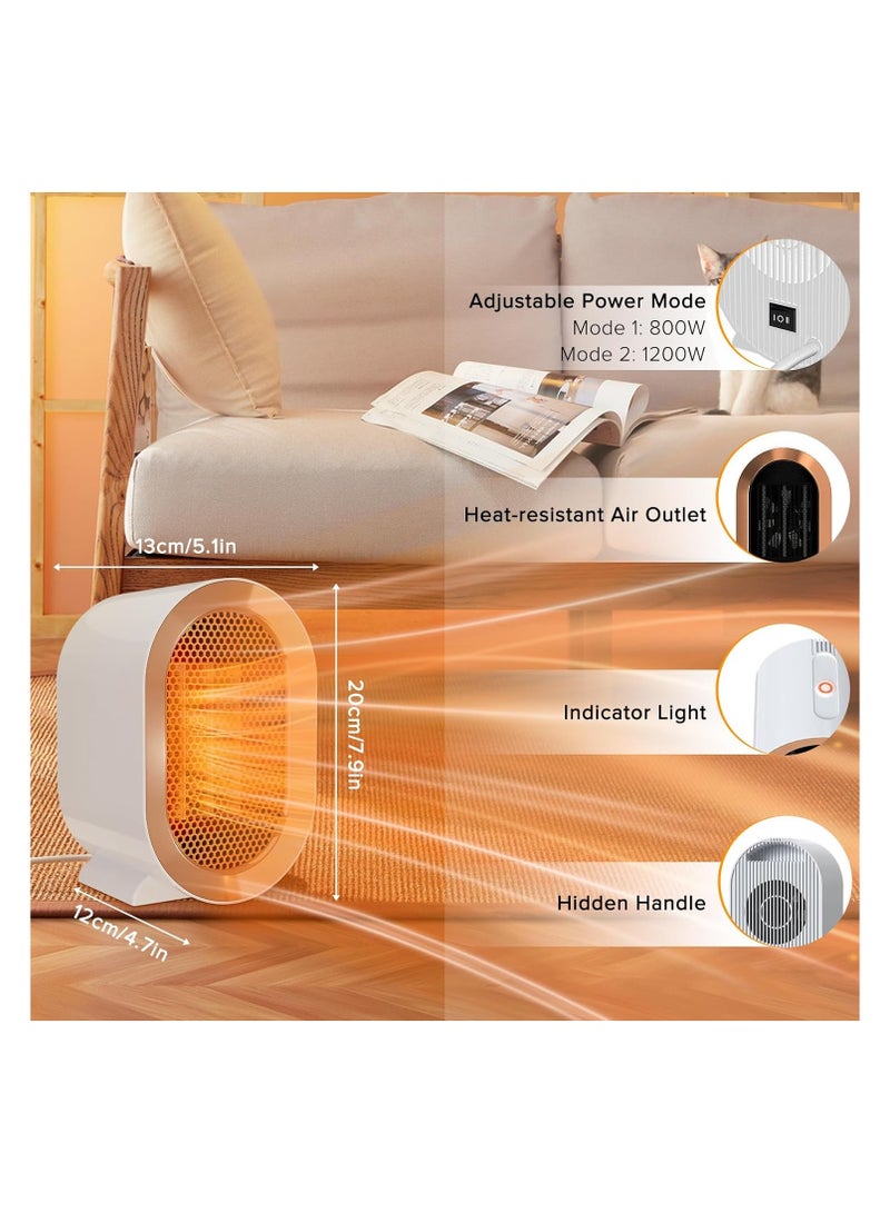 general Indoor electric heater, 1200W portable electric heater, supports two heating modes, PTC rapid heating, with overheat protection and tilt protection functions, suitable for desktop heaters in bedrooms and home offices - Image 3