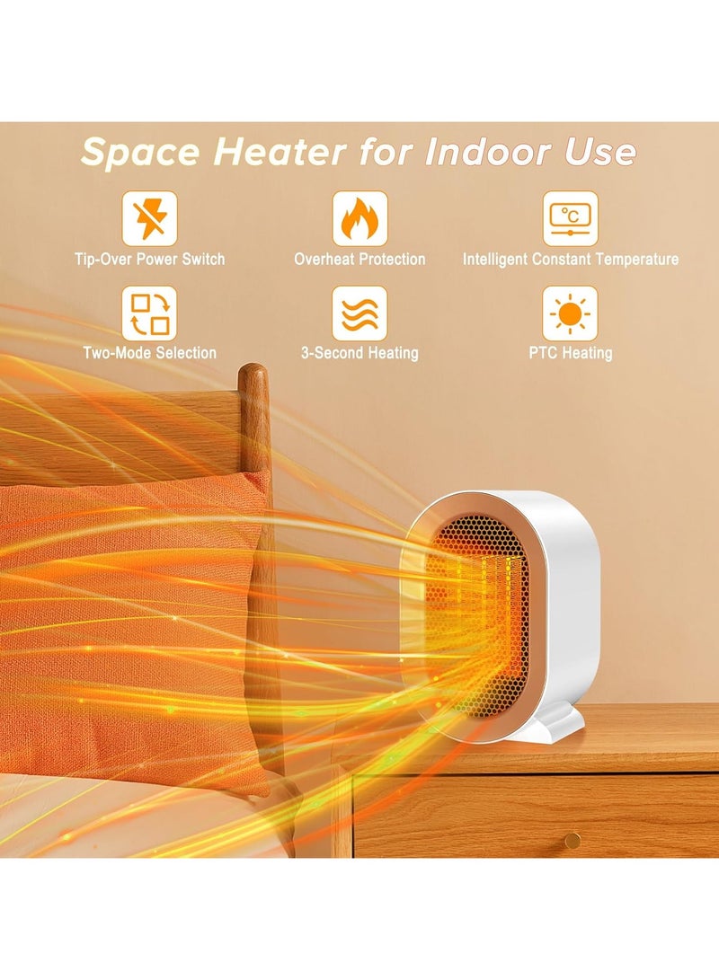 general Indoor electric heater, 1200W portable electric heater, supports two heating modes, PTC rapid heating, with overheat protection and tilt protection functions, suitable for desktop heaters in bedrooms and home offices - Image 2