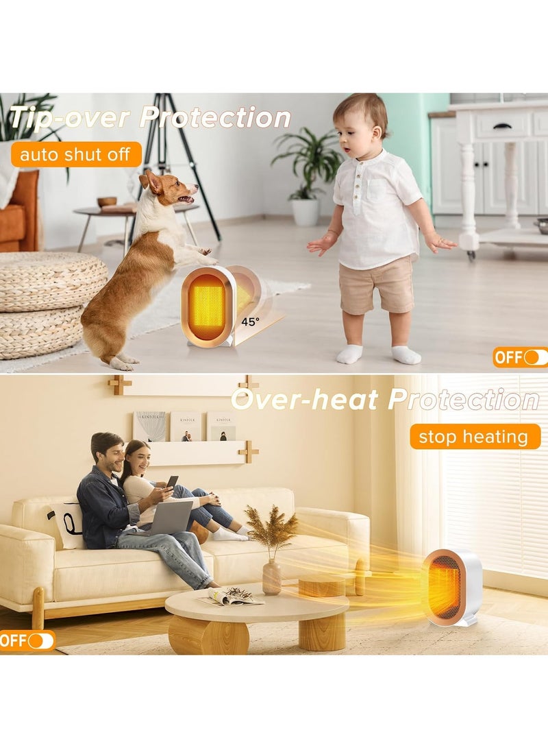 general Indoor electric heater, 1200W portable electric heater, supports two heating modes, PTC rapid heating, with overheat protection and tilt protection functions, suitable for desktop heaters in bedrooms and home offices - Image 4
