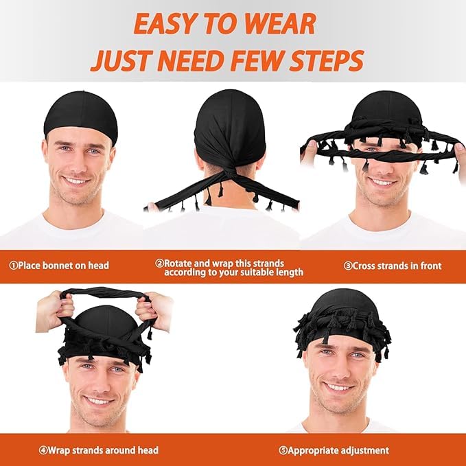 MLTUARG 4 Pieces Satin Lined Turban Silky Head Wraps for Men, Turban Head Scarf for Hair - Image 4