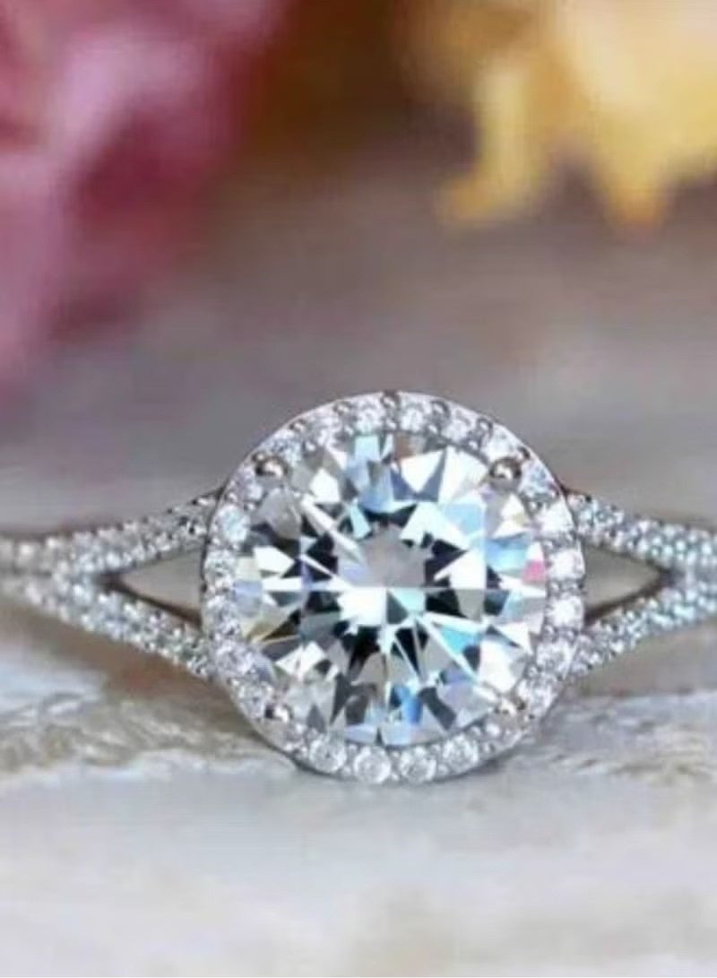 Adjustable Silver Ring for Women Elegant Solitaire Cubic Zirconia with Floral Design and Gift Box - Image 5