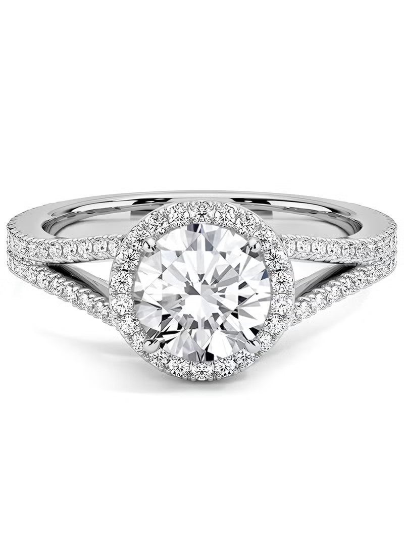 Adjustable Silver Ring for Women Elegant Solitaire Cubic Zirconia with Floral Design and Gift Box - Image 1