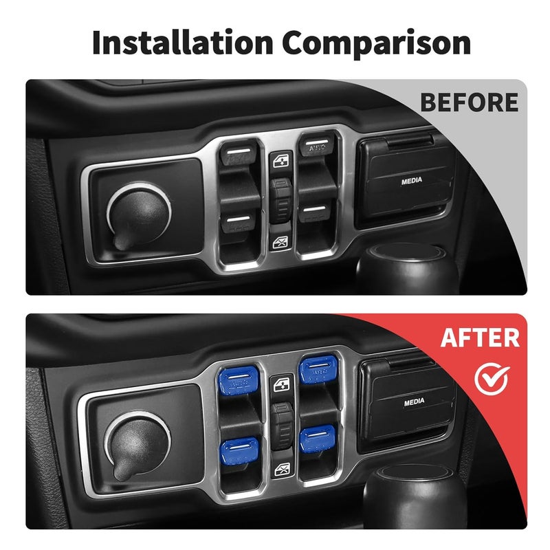 JWWY Window Switch Button Cover Trim for Jeep Wrangler - Image 2