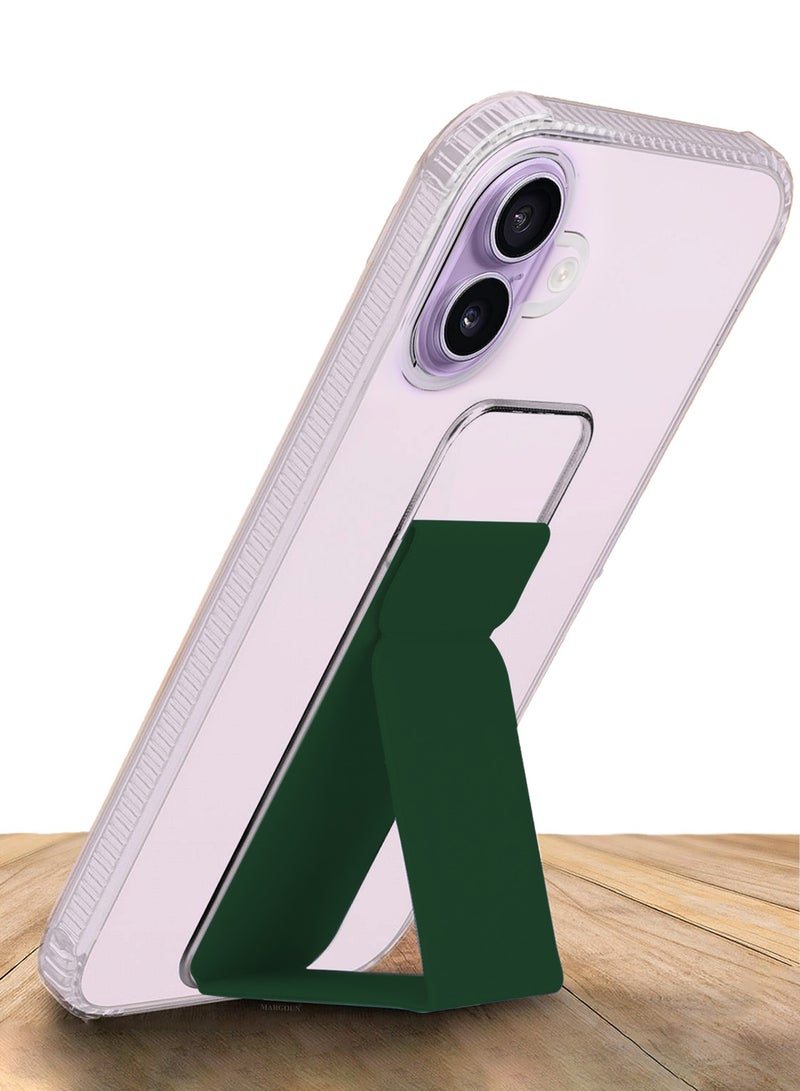 CATANES Finger Grip Clear Case Cover for iPhone 17- Kickstand Car Magnetic Holder Multi-function Protective Two-in-one Case - Dark Green - Image 4