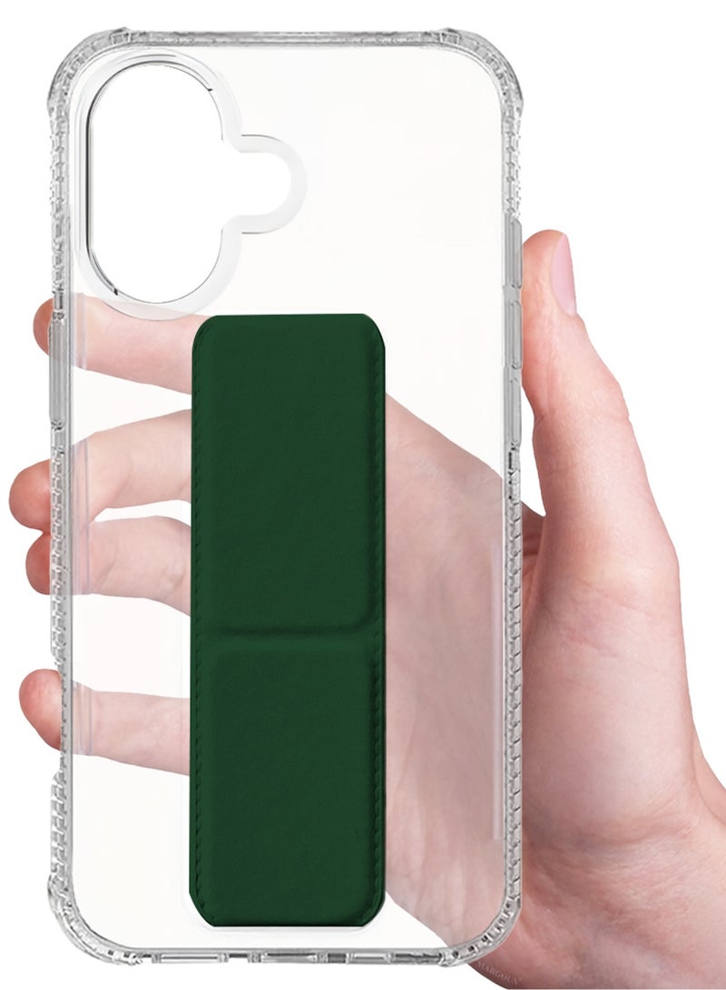 CATANES Finger Grip Clear Case Cover for iPhone 17- Kickstand Car Magnetic Holder Multi-function Protective Two-in-one Case - Dark Green - Image 5