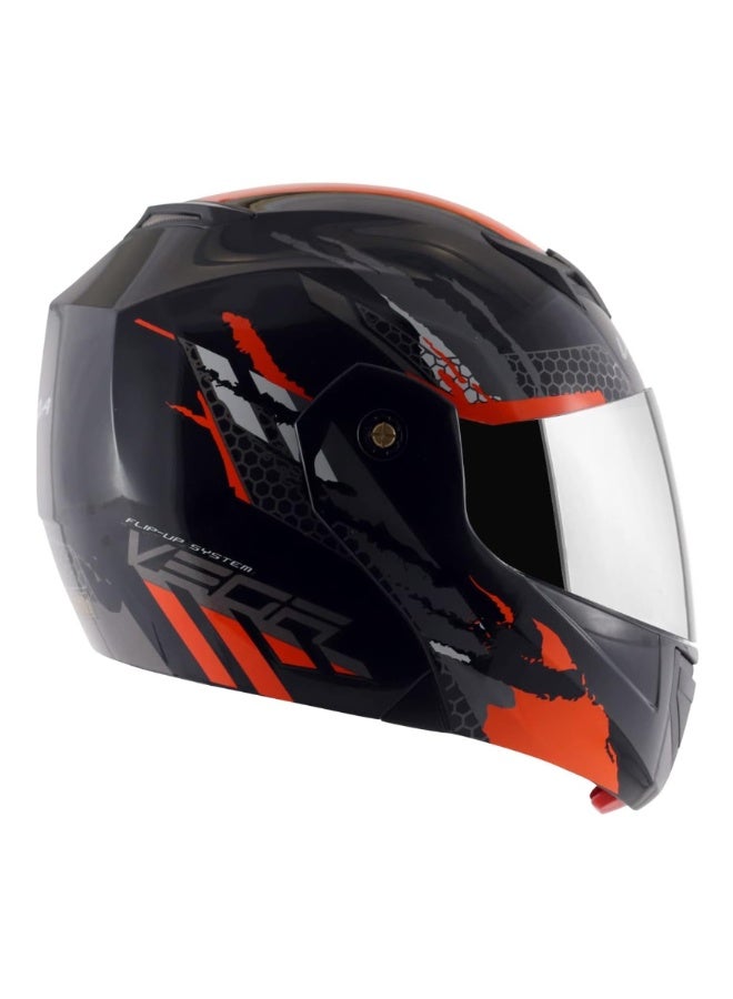 Vega Flip Up Full Face Motorcycle Helmet Modular Dual Visor ABS Safety Riding Helmet Black Orange Large 59-60 cm Lightweight Ventilated - Image 4