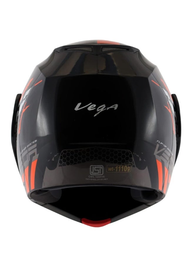 Vega Flip Up Full Face Motorcycle Helmet Modular Dual Visor ABS Safety Riding Helmet Black Orange Large 59-60 cm Lightweight Ventilated - Image 3