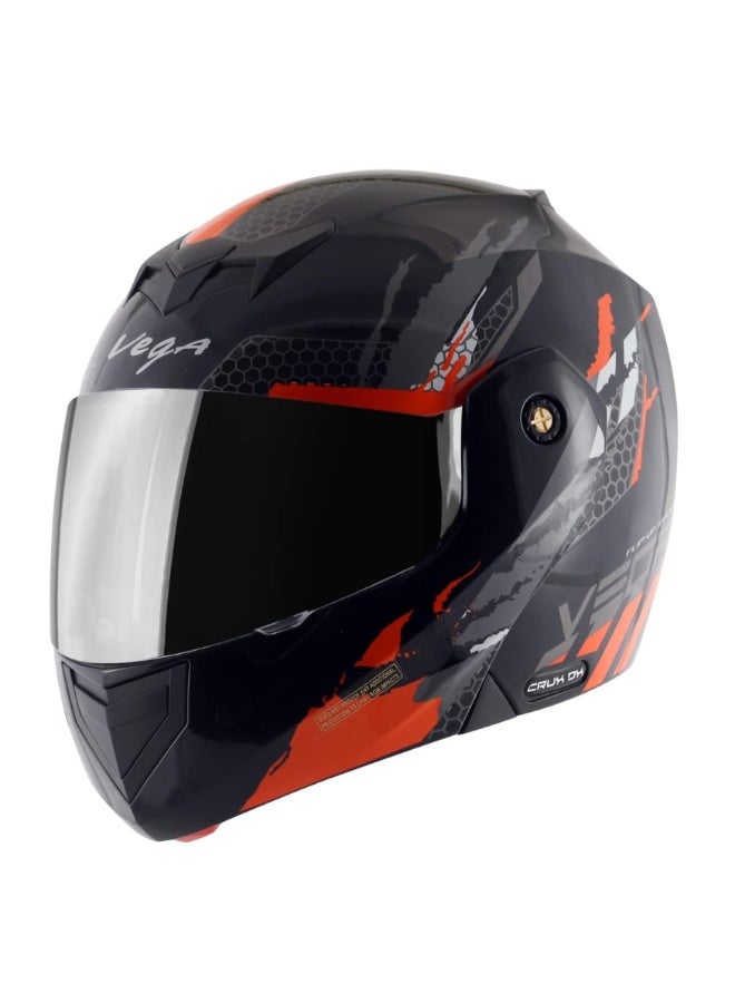 Vega Flip Up Full Face Motorcycle Helmet Modular Dual Visor ABS Safety Riding Helmet Black Orange Large 59-60 cm Lightweight Ventilated - Image 2