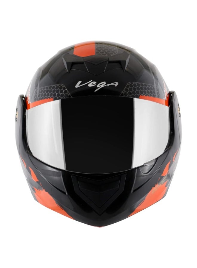 Vega Flip Up Full Face Motorcycle Helmet Modular Dual Visor ABS Safety Riding Helmet Black Orange Large 59-60 cm Lightweight Ventilated - Image 5