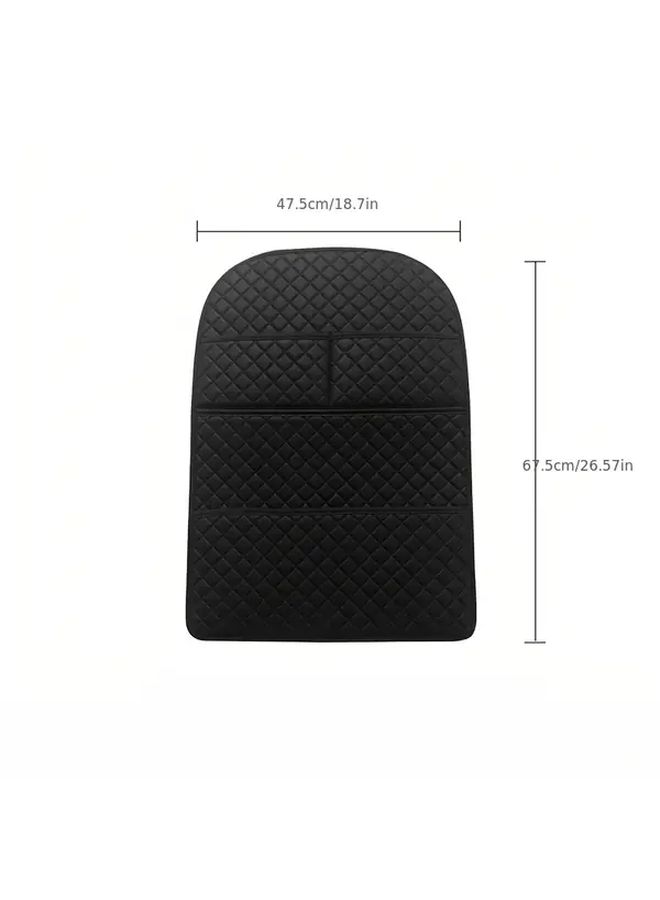Black Car Storage Hanging Bag Anti Kick Mat Backrest Pouch Camping Vehicle Organizer - Image 2