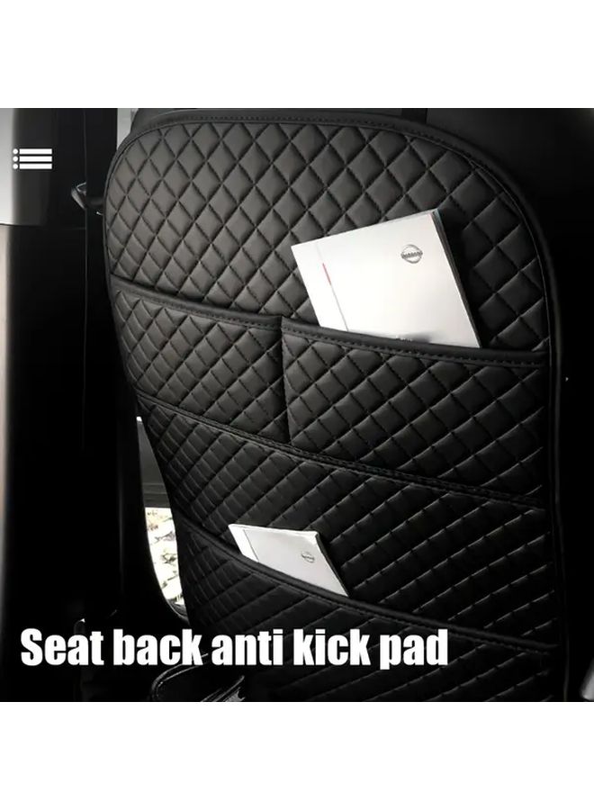 Black Car Storage Hanging Bag Anti Kick Mat Backrest Pouch Camping Vehicle Organizer - Image 1