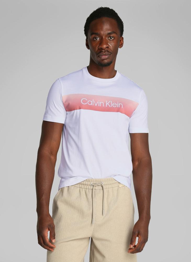 CALVIN KLEIN - Linear Ombre Chest Logo T-Shirt - Image 1