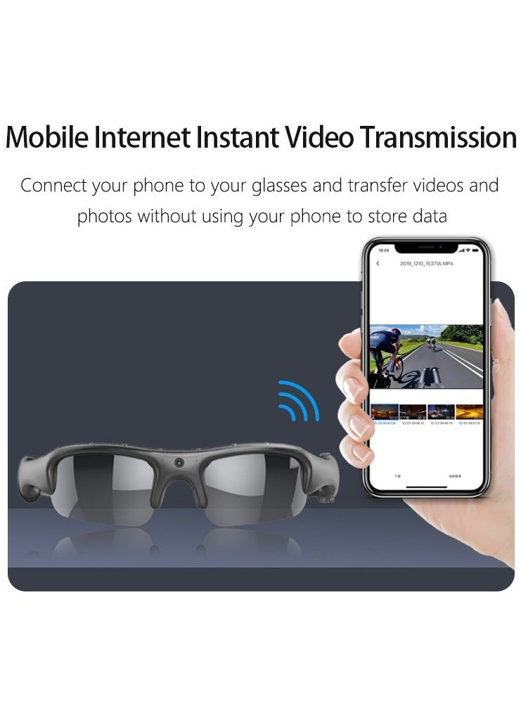 1080P HD Glasses-Style Action Camera for Cycling - Wi-Fi Smartphone Connectivity, 128GB Storage, Audio/Video Recording All-in-One, Head-Mounted Portable Camera - Image 2