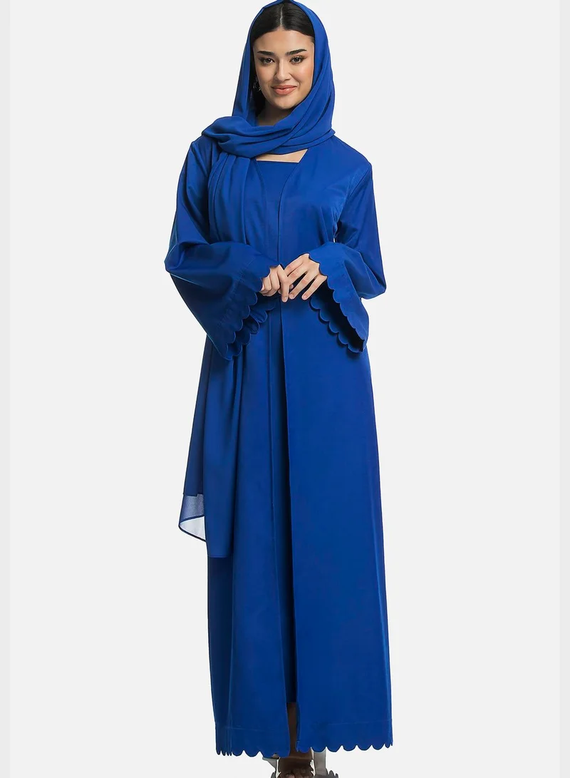KAYFI Puff Sleeve Mesh Detail Abaya