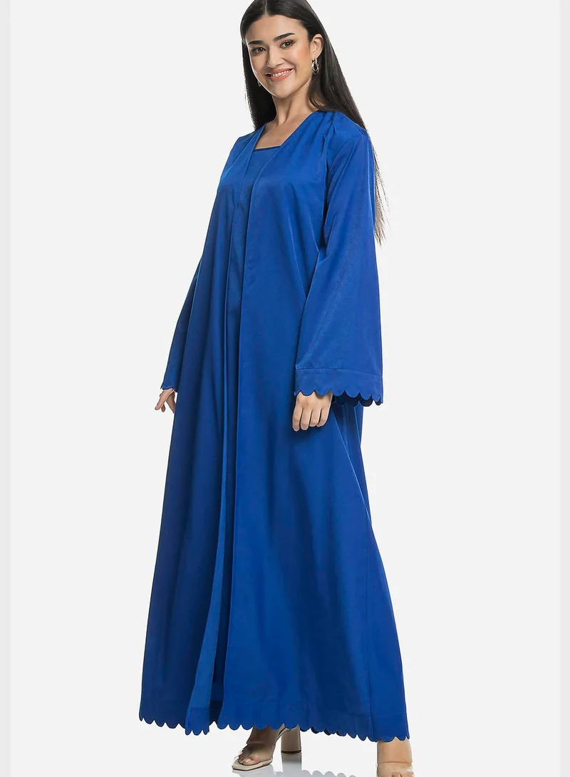 KAYFI Puff Sleeve Mesh Detail Abaya