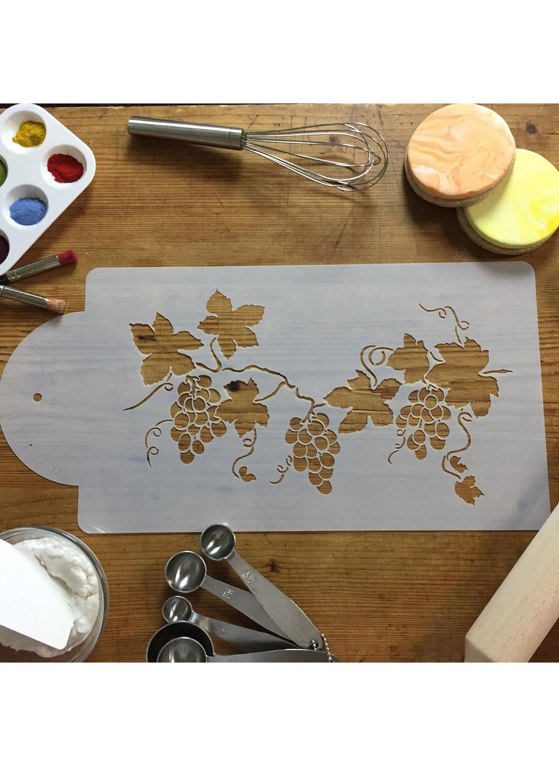 Designer Stencils - Designer Stencils C009 Grapevine Cake Stencil, Beige/semi-transparent - Image 1