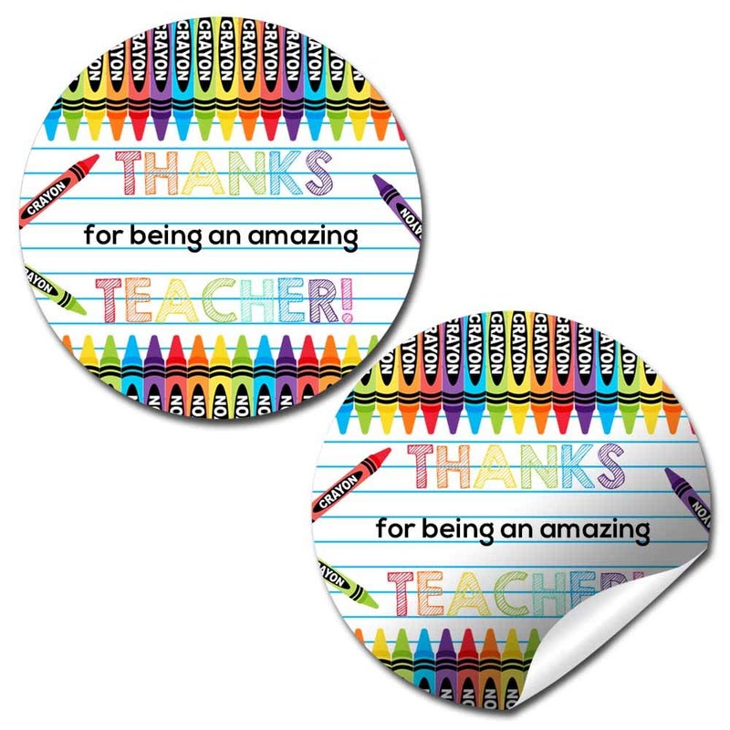 Youre Amazing Crayon Themed Teacher Appreciation Thank You Sticker Labels 40 2 Party Circle Stickers by AmandaCreation Great for Envelope Seals  Gift Bags