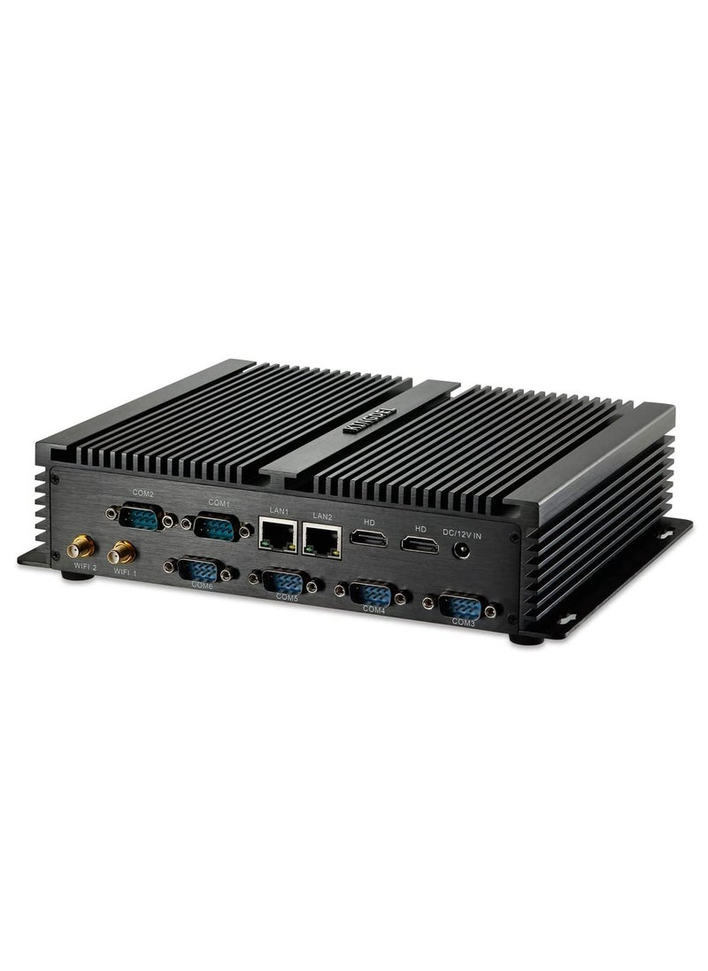 KINGDEL KINGDEL Fanless Industrial PC, Mini Computer with i7 CPU, 8GB RAM, 512GB SSD, 2xNICs, 2xHD Ports, 4xUSB 3.0, 6xCOM RS232, Metal Case  - Image 1