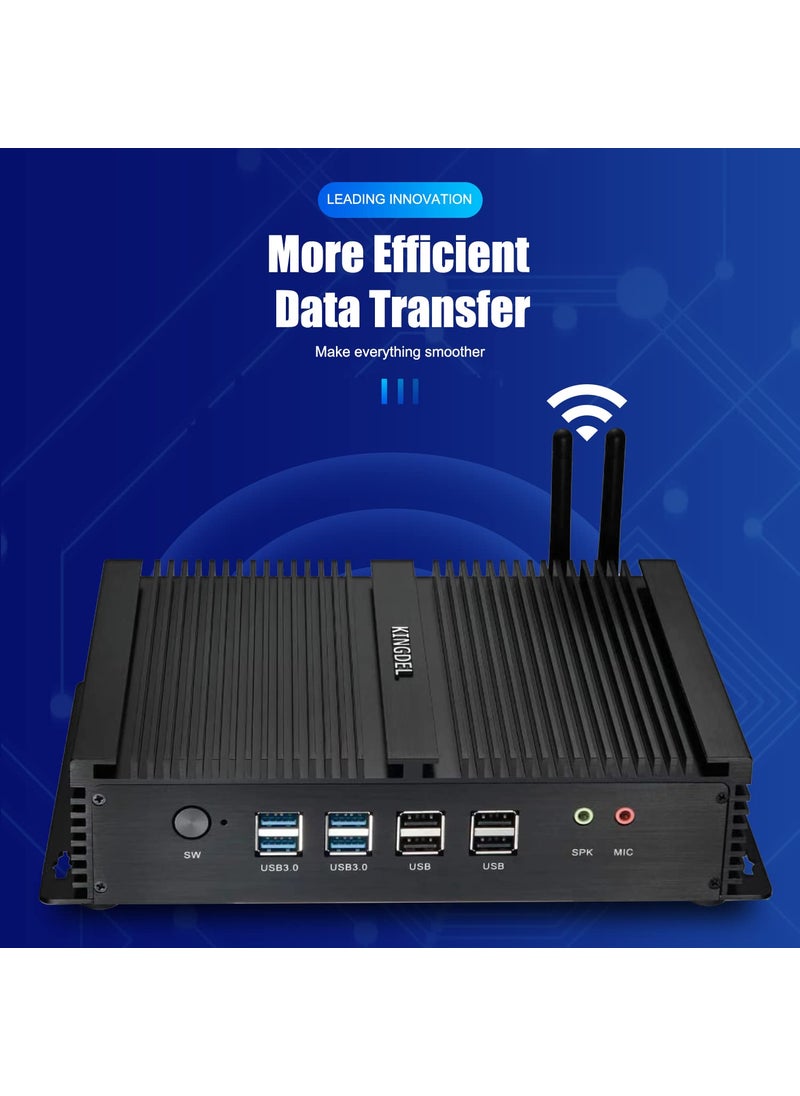 KINGDEL KINGDEL Fanless Industrial PC, Mini Computer with i7 CPU, 8GB RAM, 512GB SSD, 2xNICs, 2xHD Ports, 4xUSB 3.0, 6xCOM RS232, Metal Case  - Image 3