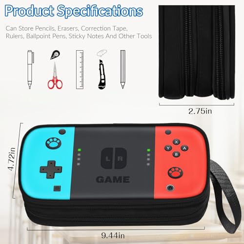 TILYTADLY Large Pencil Case for Boys - Boys Pencil Pouch with Zipper Compartments - Big Capacity Pen Box Gamer Pen Bag Organizer for Kids Teens School - Image 5