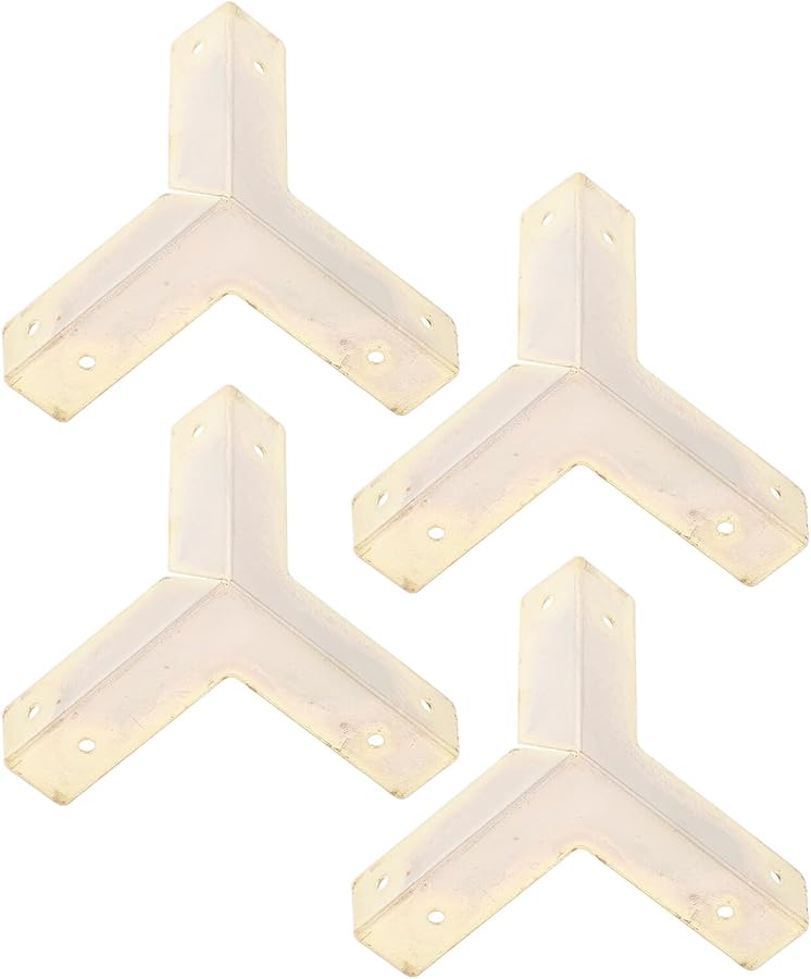 4 Pack Yellow Iron Furniture Corner Guards Metal Edge Protectors For Jewelry Wooden Cases - Image 1