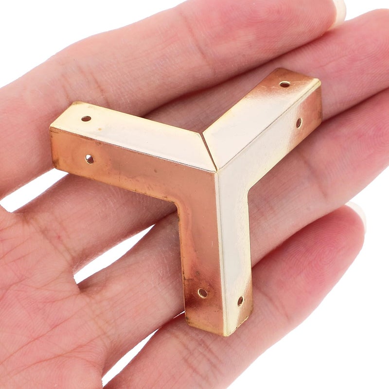4 Pack Yellow Iron Furniture Corner Guards Metal Edge Protectors For Jewelry Wooden Cases - Image 4