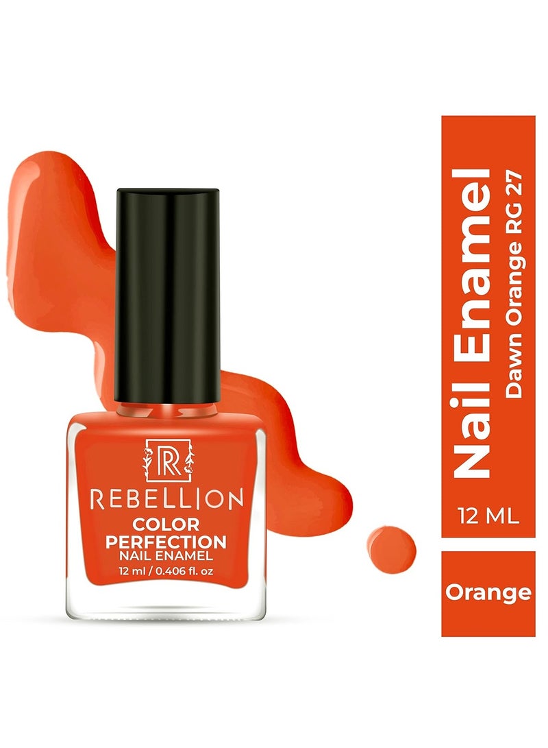 Rebellion Color Perfection Nail Enamel 12ml Orange Dawn Orange RG27 - Image 2