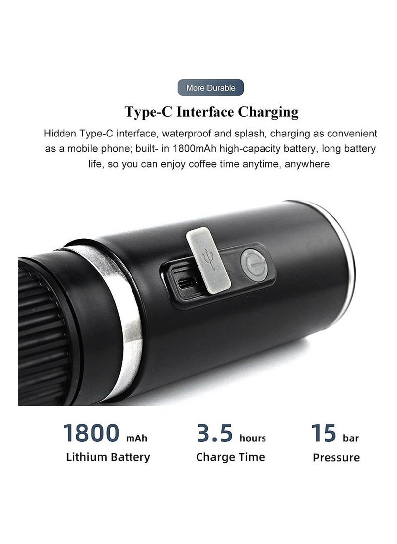 Generic - Portable Espresso Maker - Wireless Electric Coffee Machine for Instant Coffee Powder & Ground Coffee, Fully Automatic Mini Espresso Pot for Home, Car, and Camping Use. - Image 1
