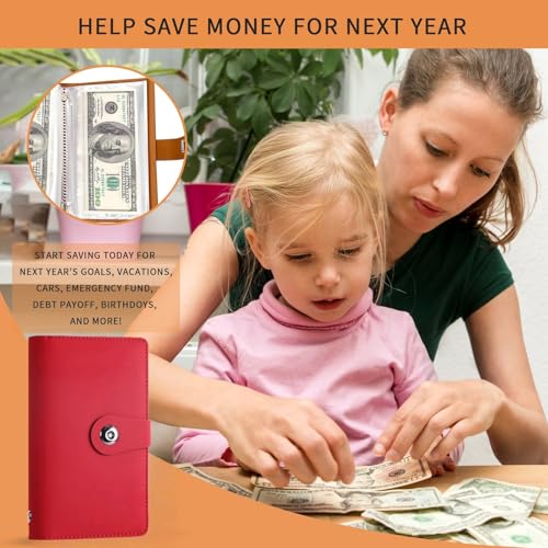 SUSOYAOCHEN 100 Envelope Challenge Binder with Lock, Savings Challenges Book with Envelopes,Envelopes Money Saving Challenge Savings Binder Successfully Reach Your Savings Goals (Red A) - Image 4