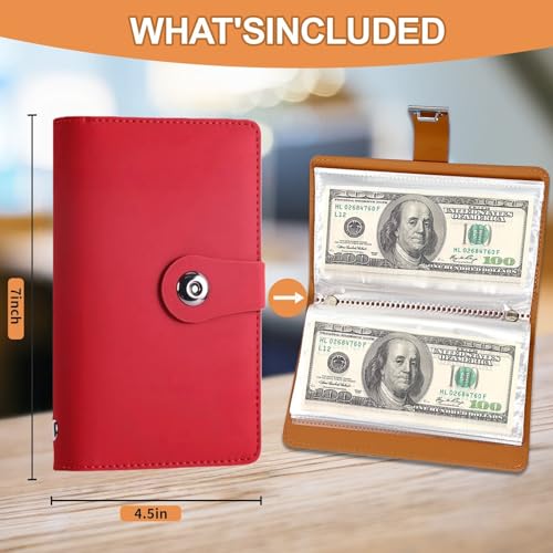 SUSOYAOCHEN 100 Envelope Challenge Binder with Lock, Savings Challenges Book with Envelopes,Envelopes Money Saving Challenge Savings Binder Successfully Reach Your Savings Goals (Red A) - Image 2