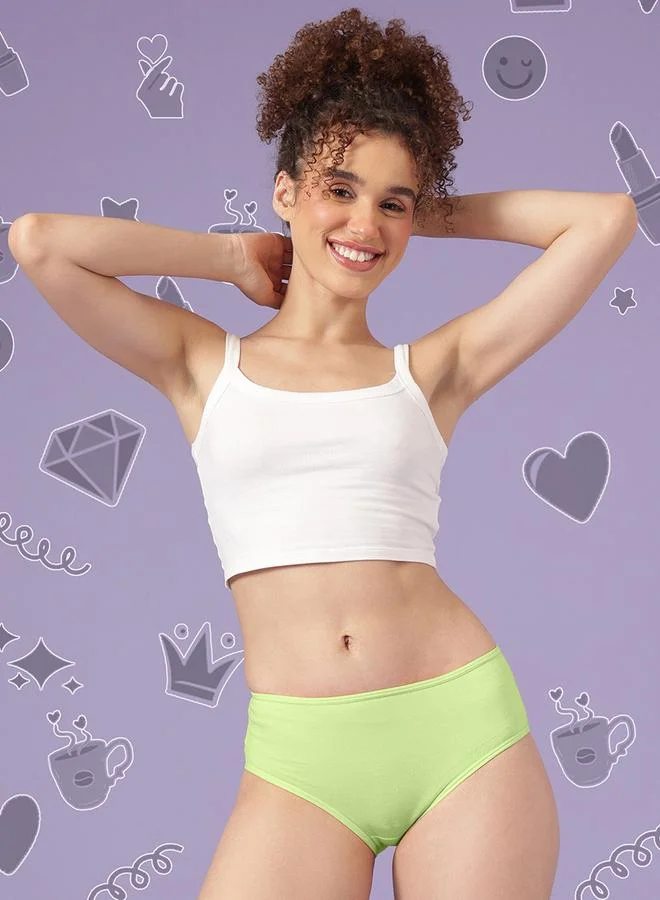 Clovia Pack of 3 -High Waist Hipsters - Cotton