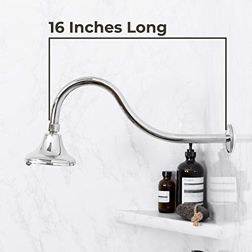 JS Jackson Supplies Shower Head Extension Arm by JS Jackson Supplies, 16 inch Assembled Length, High Arc Long Extender Pipe, Great for Rain Fall Showerhead, Chrome Finish - Image 4