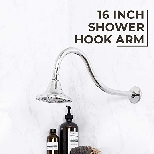 JS Jackson Supplies Shower Head Extension Arm by JS Jackson Supplies, 16 inch Assembled Length, High Arc Long Extender Pipe, Great for Rain Fall Showerhead, Chrome Finish - Image 2