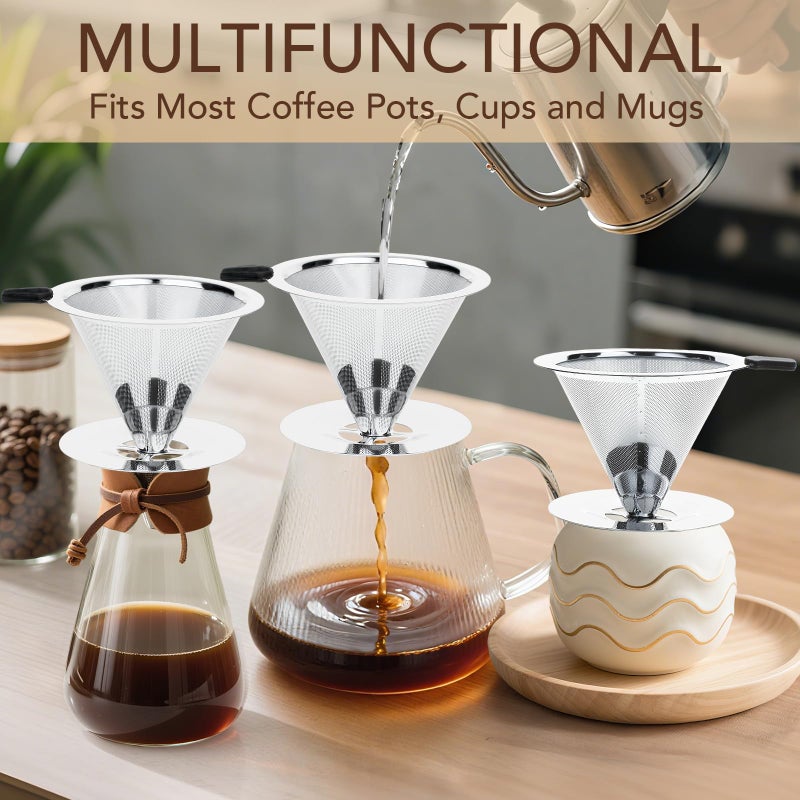 MEET GREAT Premium Pour Over Coffee Dripper with Reusable Stainless Steel Filter â€“ Portable, Easy Clean Coffee Maker for Single Cup Brewing â€“ Ideal for Home, Office, Camping - Image 3