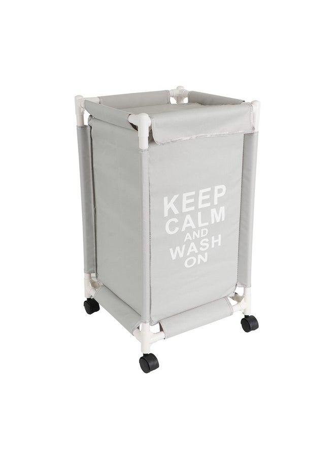 HOKIPO HOKIPO Oxford Fabric Laundry Basket With Wheels | Laundry Hamper with Lid Cover | Rolling Laundry Clothes Basket Trolley, 68x35x35 cm, Grey (AR3703)  - Image 1