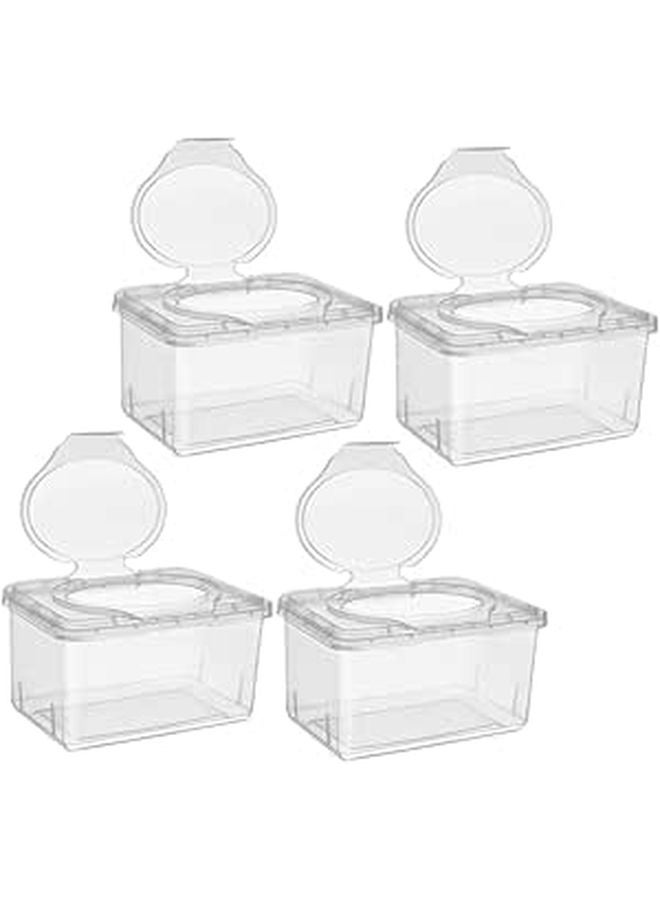 4PCS Portable Wet Wipe Dispenser Case With Lid For Travel Home Dustproof Cleaning - Image 1