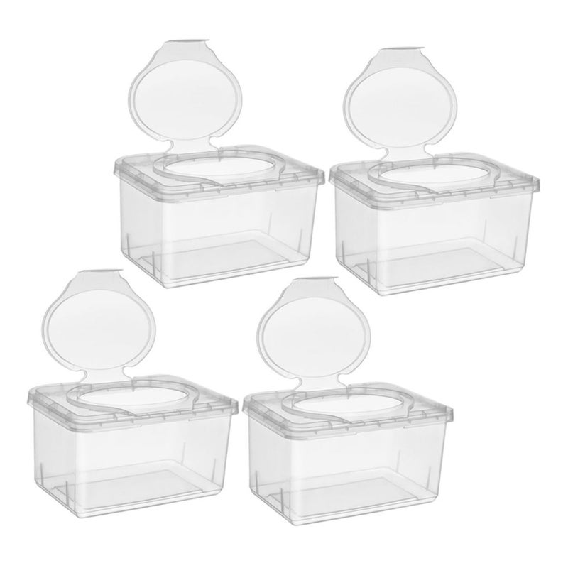 4PCS Portable Wet Wipe Dispenser Case With Lid For Travel Home Dustproof Cleaning - Image 2