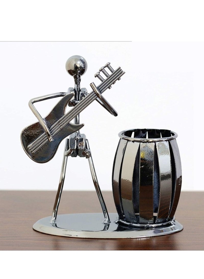 SYOSI Pen Holder, Metal Guitar Pencil Holder Gifts for Students Kids, Creative Desktop Accessories Multipurpose Desk Pen Organizer, Fashion Exquisite Pen Holder Office Supplies Desk Decoration - Image 2