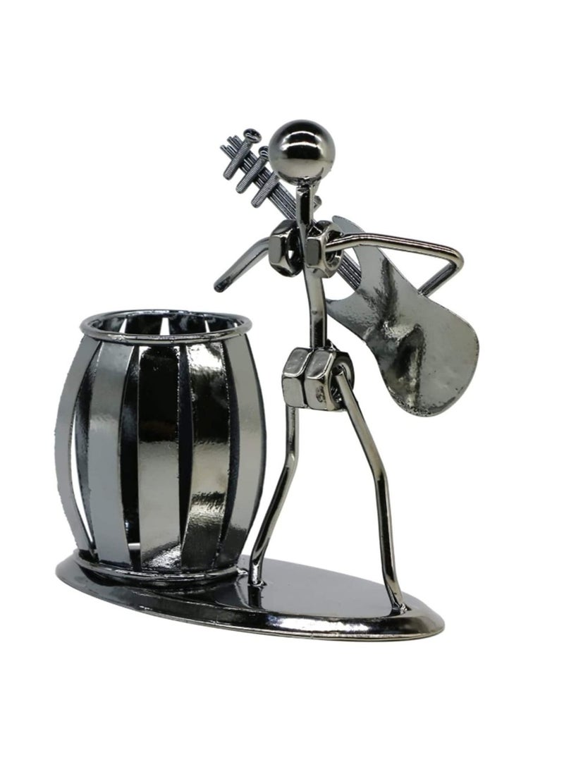 SYOSI Pen Holder, Metal Guitar Pencil Holder Gifts for Students Kids, Creative Desktop Accessories Multipurpose Desk Pen Organizer, Fashion Exquisite Pen Holder Office Supplies Desk Decoration - Image 4
