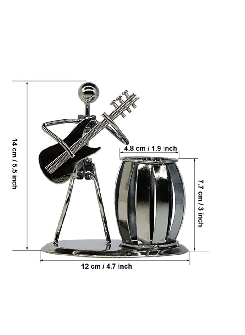 SYOSI Pen Holder, Metal Guitar Pencil Holder Gifts for Students Kids, Creative Desktop Accessories Multipurpose Desk Pen Organizer, Fashion Exquisite Pen Holder Office Supplies Desk Decoration - Image 5