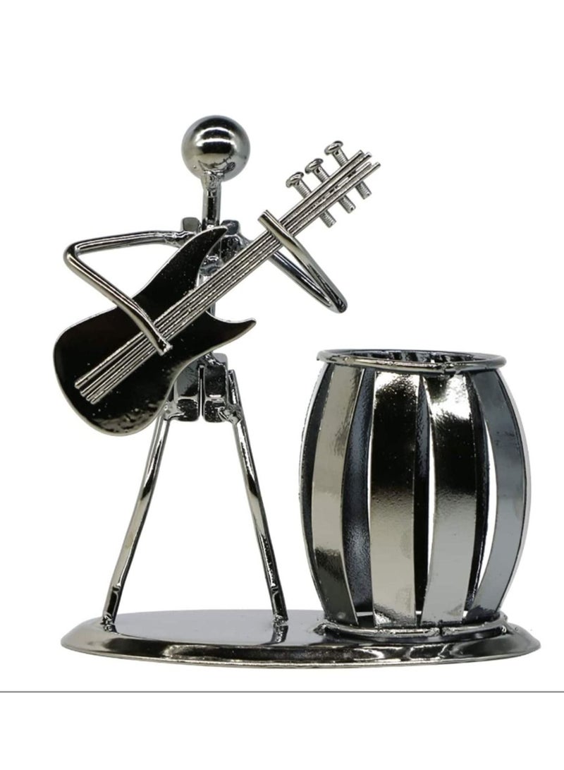 SYOSI Pen Holder, Metal Guitar Pencil Holder Gifts for Students Kids, Creative Desktop Accessories Multipurpose Desk Pen Organizer, Fashion Exquisite Pen Holder Office Supplies Desk Decoration - Image 3