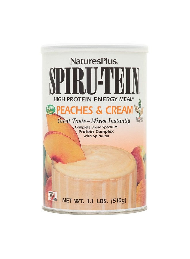 Nature's Plus ناتشرز بلس سبيروتين شيك بنكهة الخوخ والكريمة 1.1 رطل مسحوق بروتين سبيرولينا بديل وجبة نباتي مع الفيتامينات والمعادن للطاقة نباتي خالي من الغلوتين 15 حصة - Image 1