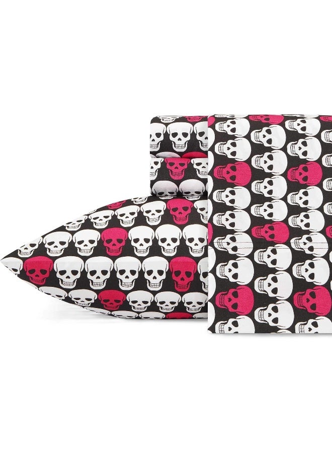 Betsey Johnson - Twin Sheets, Soft & Lightweight Bedding, Fade & Wrinkle Resistant (Skulls, Twin) - Image 1