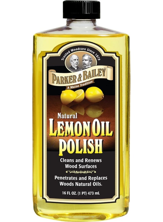 Parker & Bailey Natural Lemon Oil Polish 473ml Wood Cleaner & Conditioner, Furniture Polish for Cabinets Tables Floors, Restores Shine Protects Wood Surfaces with Deep Nourishing Oil Formula - Image 1